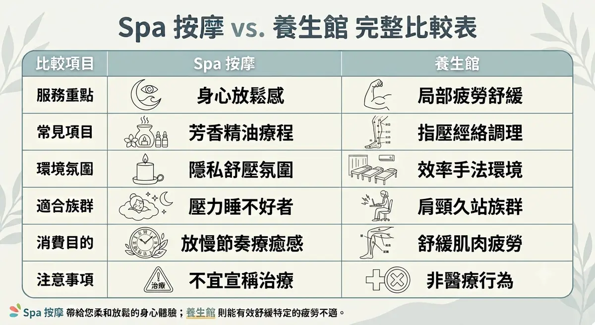 SPA按摩跟養生館的區別?從服務目的、環境到適合族群一次看懂-圖2