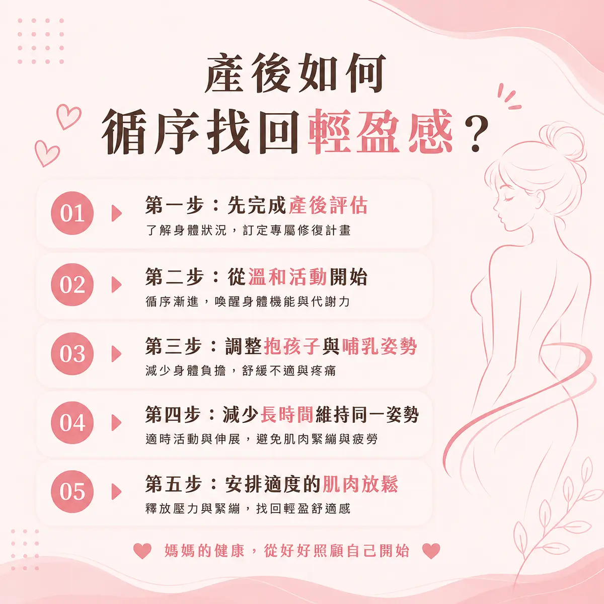 產後媽媽的痛誰懂？骨盆變化、下半身沉重，如何慢慢找回輕盈感？－圖3
