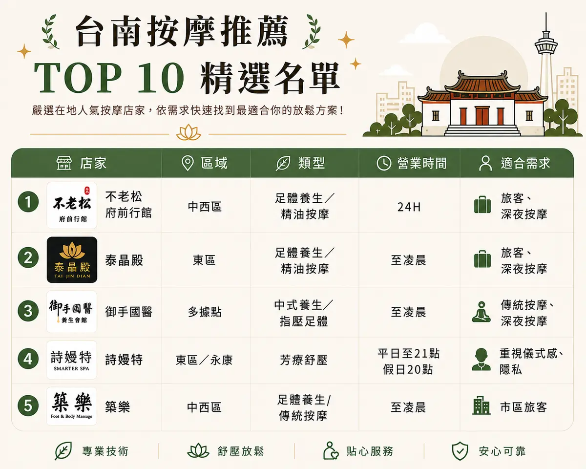 【2026台南按摩推薦TOP 10】人氣SPA、足體養生館全攻略!-圖2